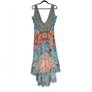 True Colours Boho High Low Dress L/XL Paisley Mandala Sleeveless Resort Festival
